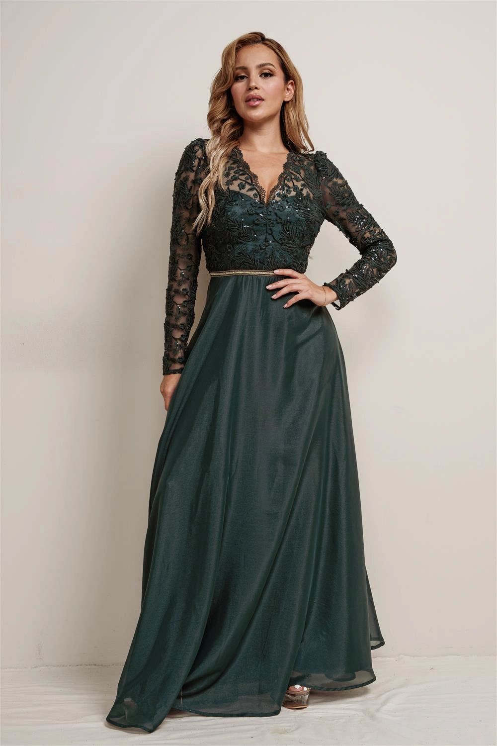 VESTIDO ENCAJE Y LENTEJUELA