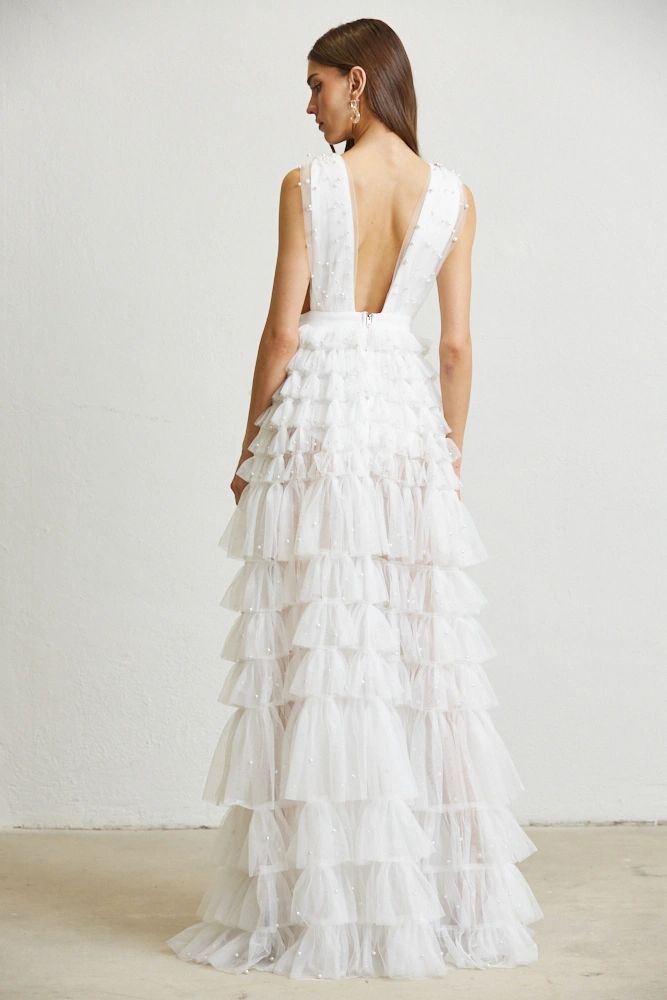 MAXI VESTIDO MESH LLUVIA DE PERLAS