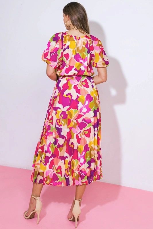 VESTIDO MIDI MOZTAZA/ROSA