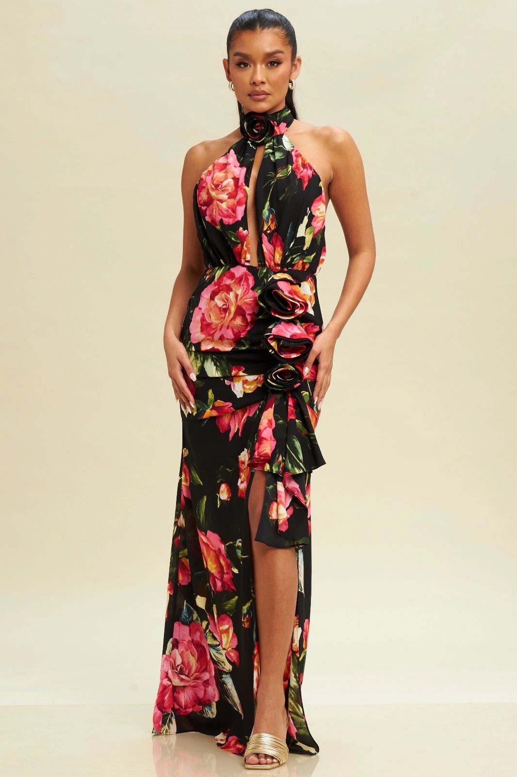 VESTIDO FLORES HOT PINK