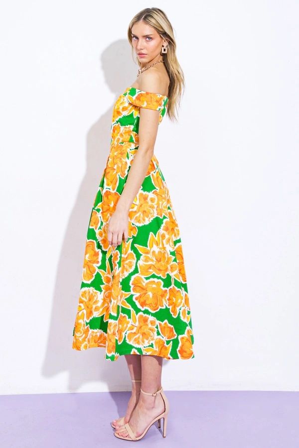 VESTIDO VERDE/NARANJA