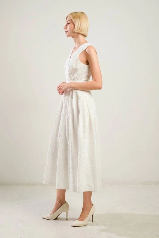 VESTIDO MIDI CRUZADO IVORY