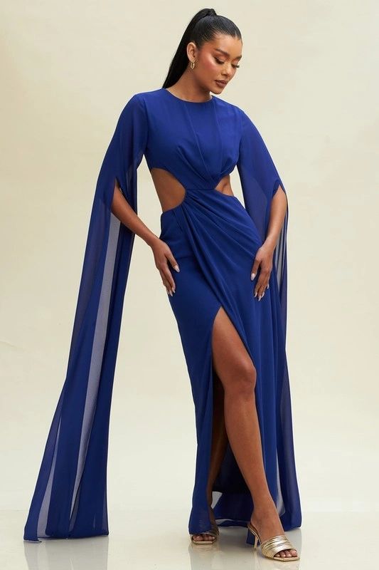 VESTIDO AZUL LISO