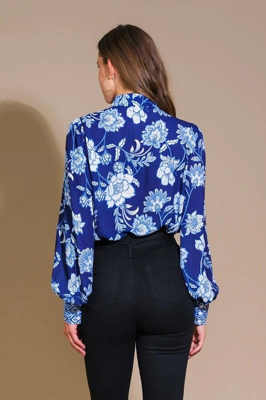BLUSA VINTGE AZUL FLORES