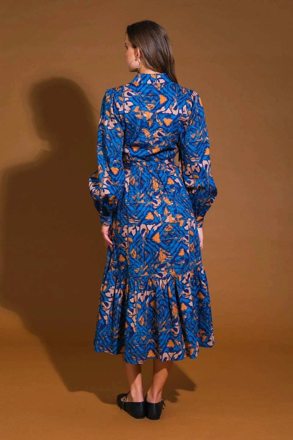 VESTIDO AZUL/OCRE