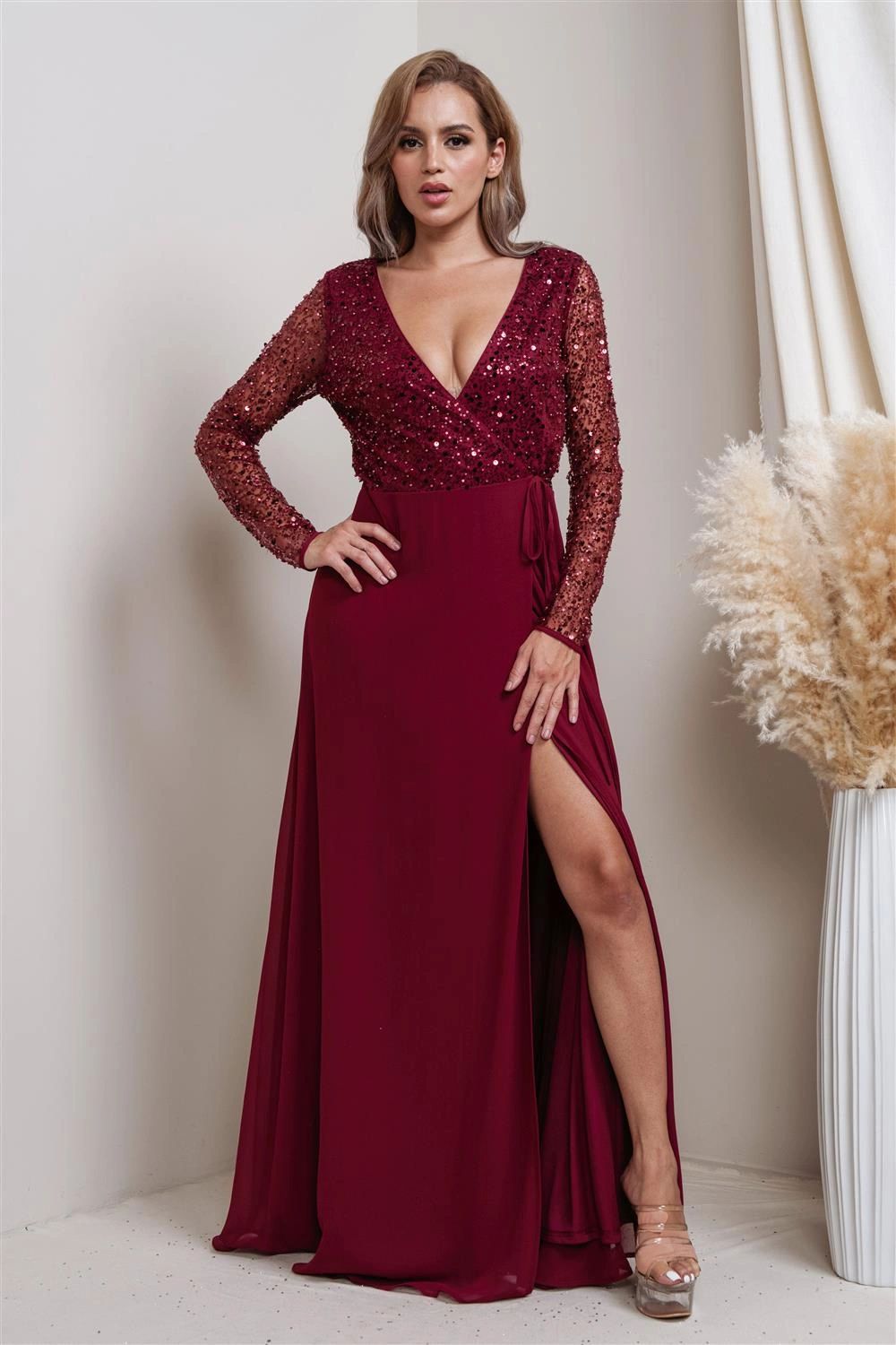 VESTIDO MANGA LENTEJUELA