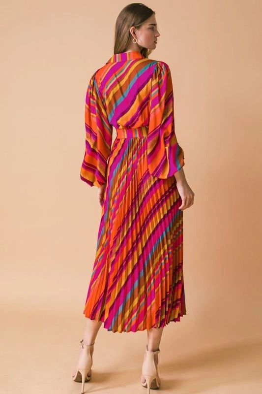 VESTIDO MIDI PLISADO COLORES