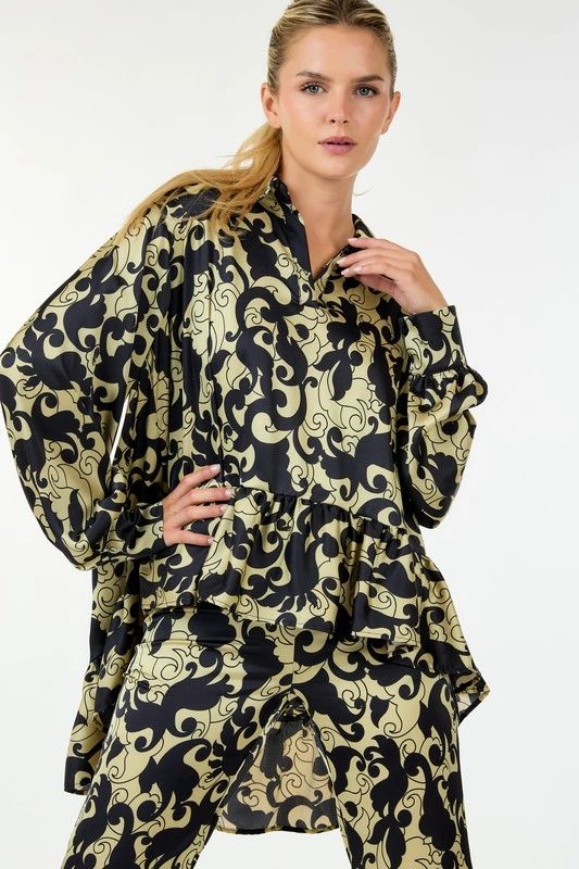 CONJUNTO PANTALON NEGRO ESTAMPADO