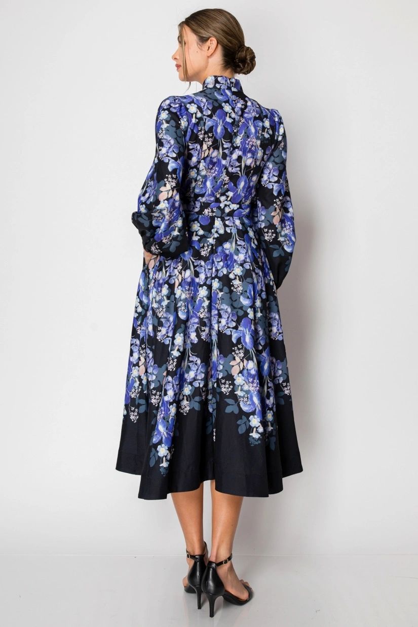 VESTIDO MIDI NEGRO/LAVANDA