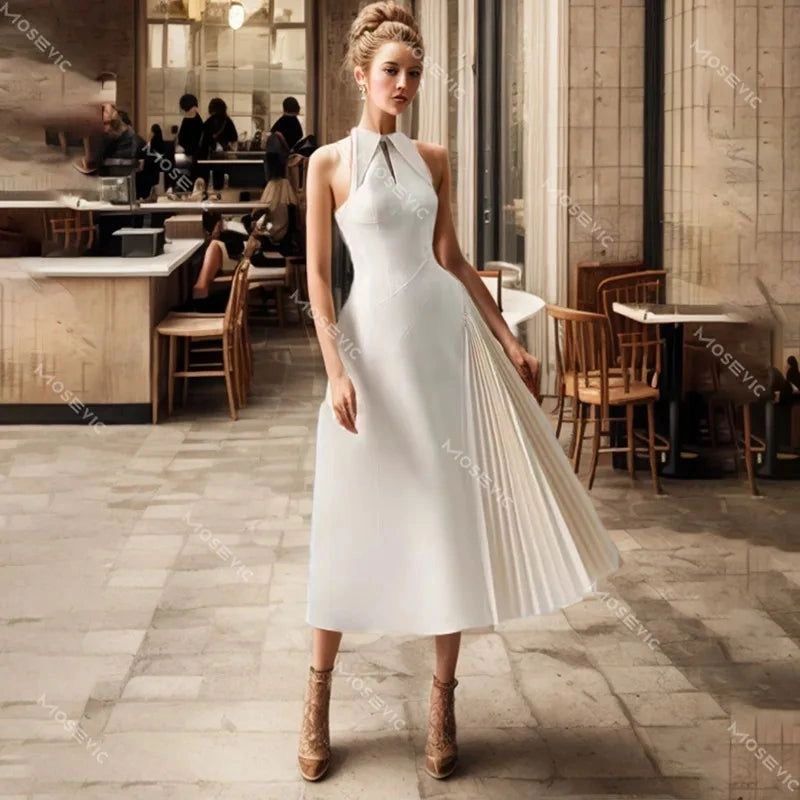 VESTIDO IVORY CUELLO HALTER