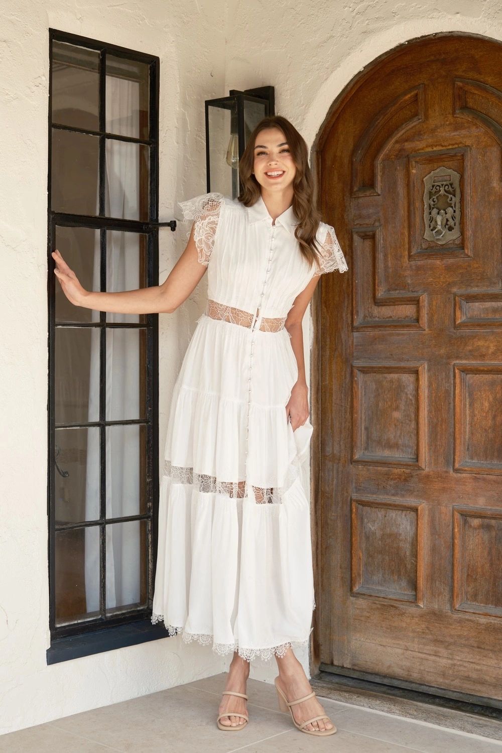MAXI VESTIDO CHIFÓN Y ENCAJE