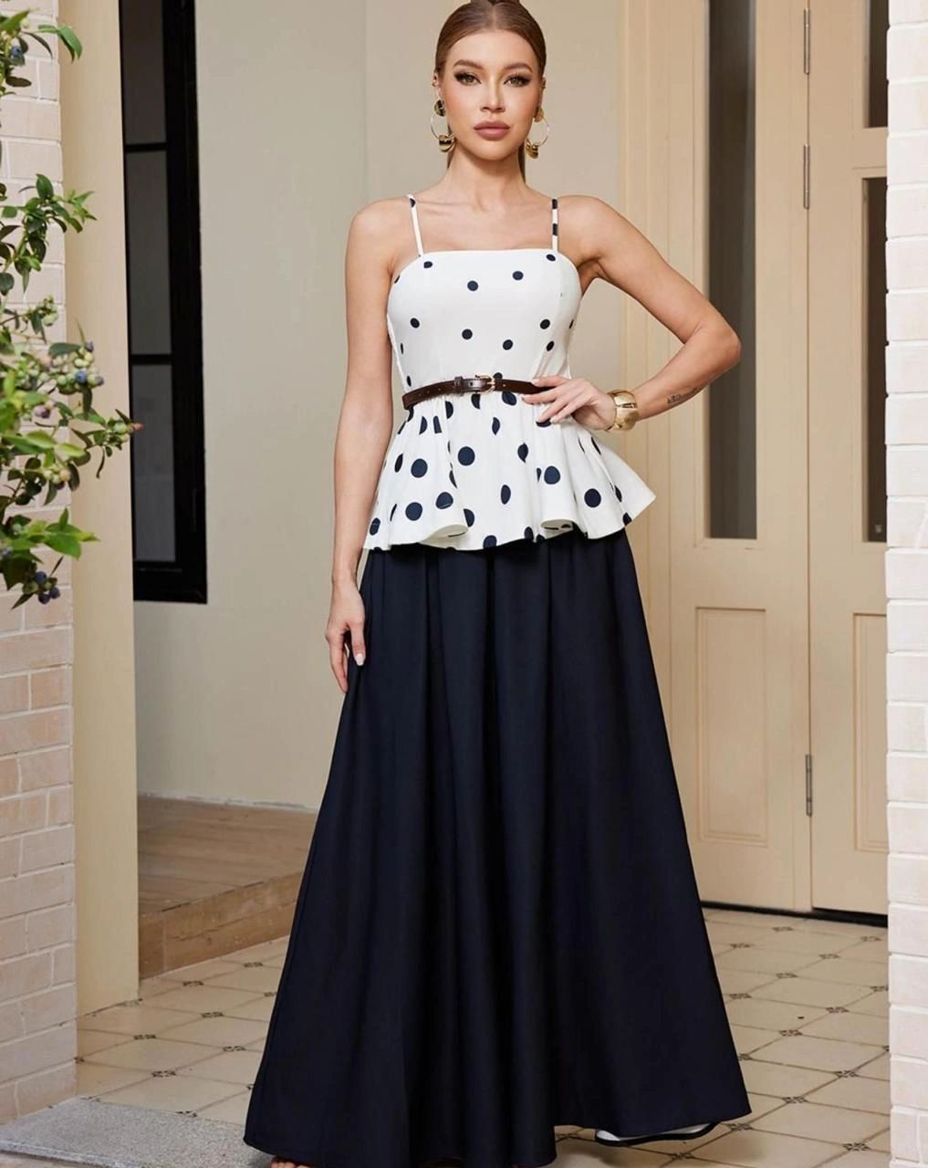 MAXI VESTIDO NEGRO/POLKA DOTS