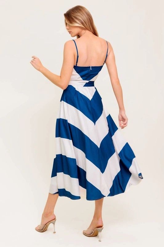 VESTIDO LINEAS BLANCO/MARINO