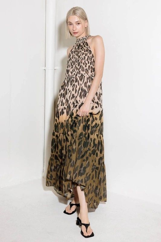 VESTIDO HALTER ANIMAL PRINT