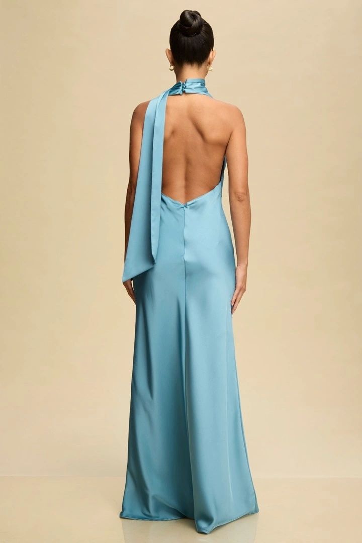 VESTIDO SATIN AZUL CIELO