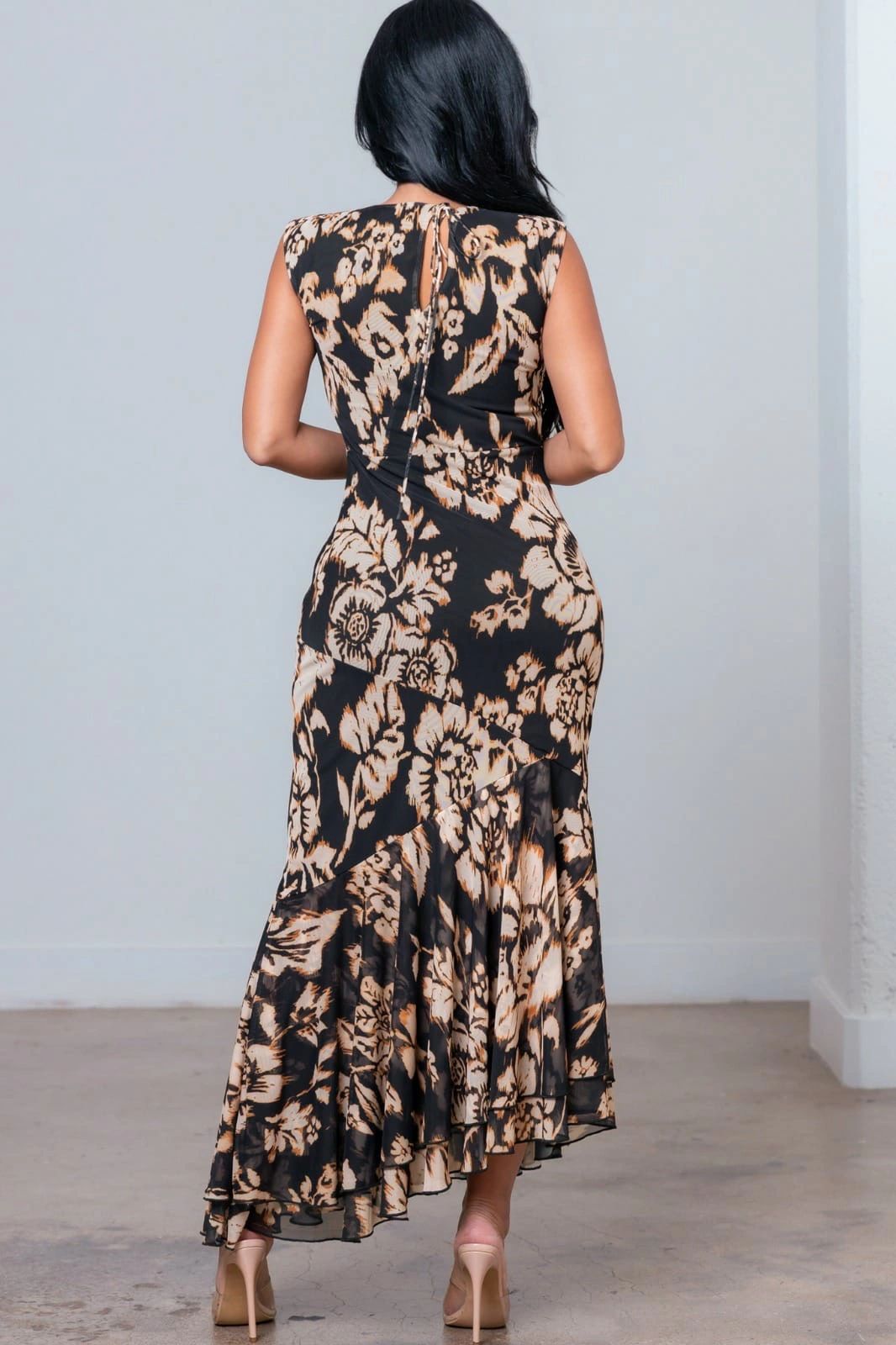 VESTIDO STRETCH NEGRO/BEIGE