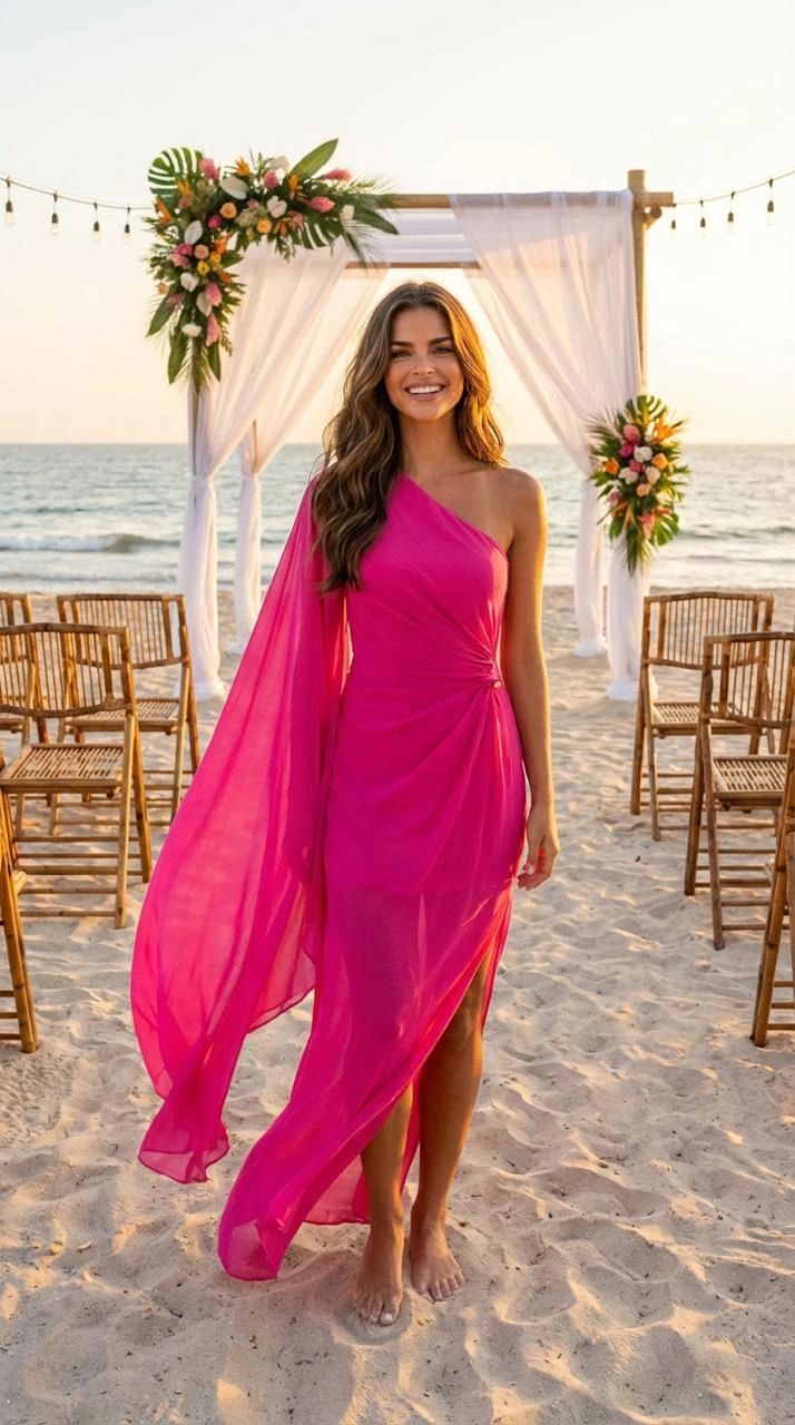 VESTIDO SHIFON MAGENTA
