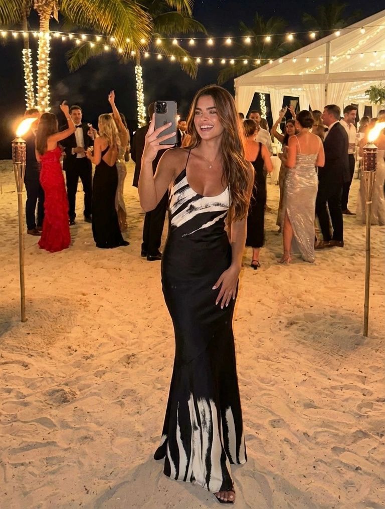 VESTIDO NEGRO CON BLANCO