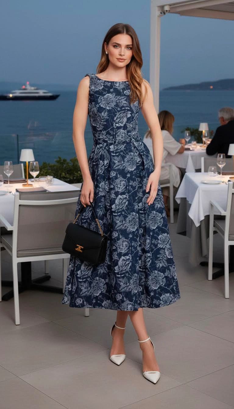 VESTIDO MIDI DENIM ESTAMPADO