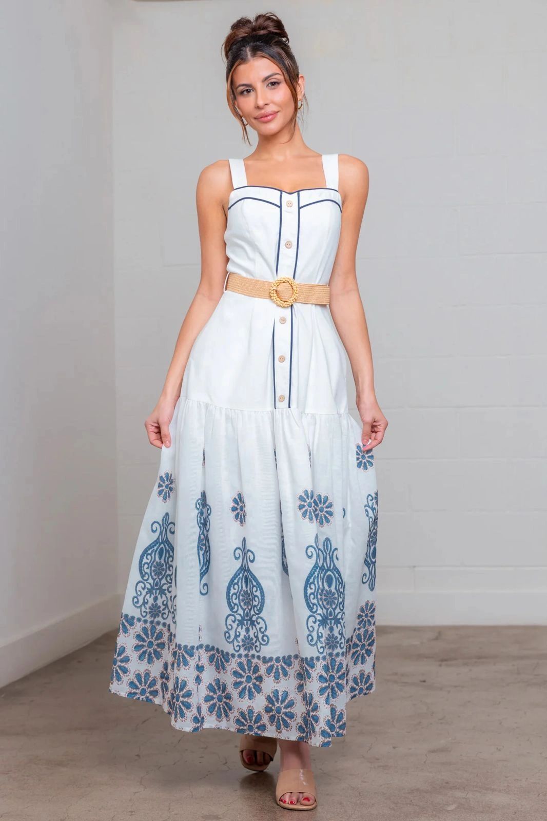 VESTIDO CINTURON DE PAJA