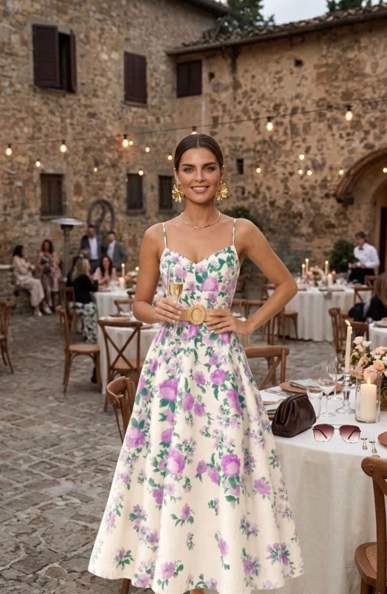 VESTIDO MIDI LLUVIA DE FLORES