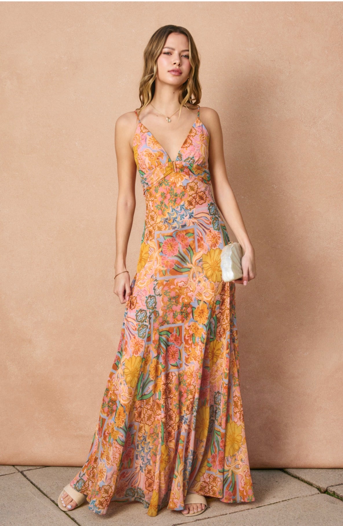 VESTIDO DURAZNO ESTAMPADO