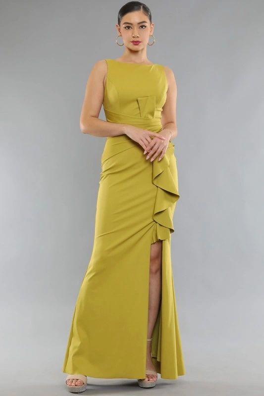 VESTIDO LISO RUFFLE COSTADO