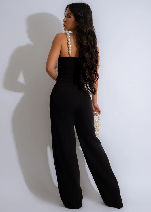 JUMPSUIT NEGRO MOÑO BLANCO
