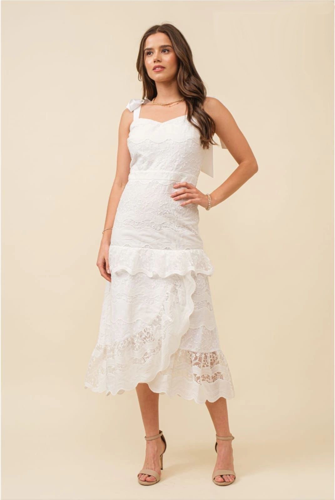 VESTIDO MIDI LAZO BLANCO