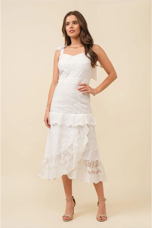 VESTIDO MIDI LAZO BLANCO