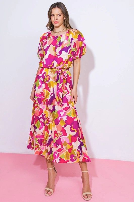 VESTIDO MIDI MOZTAZA/ROSA