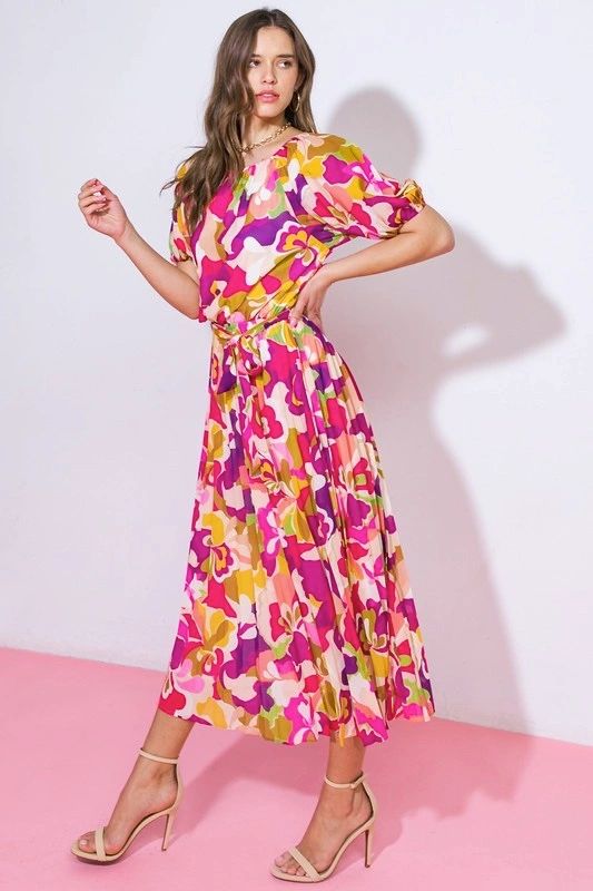 VESTIDO MIDI MOZTAZA/ROSA
