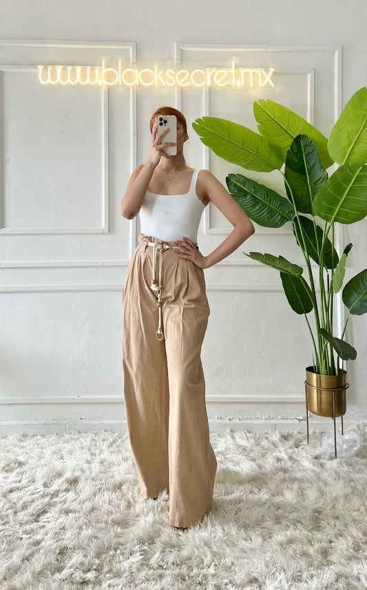 PANTALON LINO CAFE