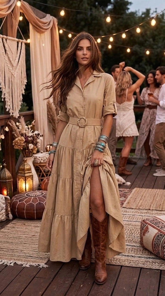 MAXI VESTIDO (NO INCLUYE CINTO)