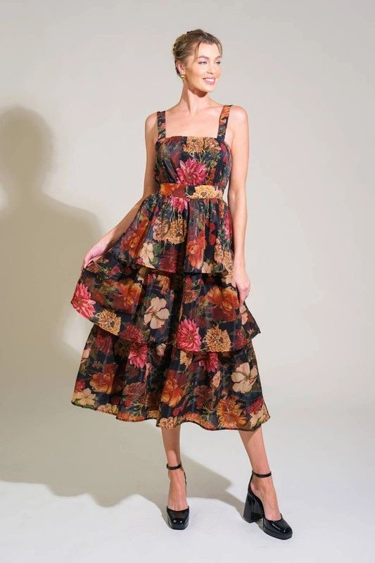 VESTIDO MIDI SHIFON NEGRO