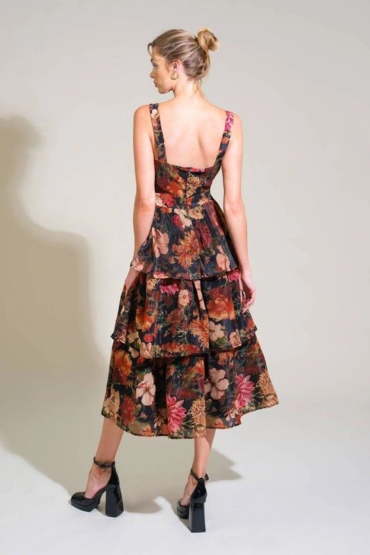 VESTIDO MIDI SHIFON NEGRO