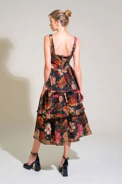 VESTIDO MIDI SHIFON NEGRO