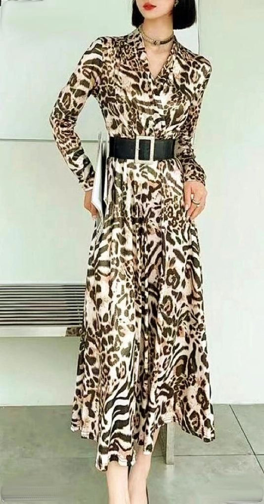 VESTIDO LARGO ANIMAL PRINT