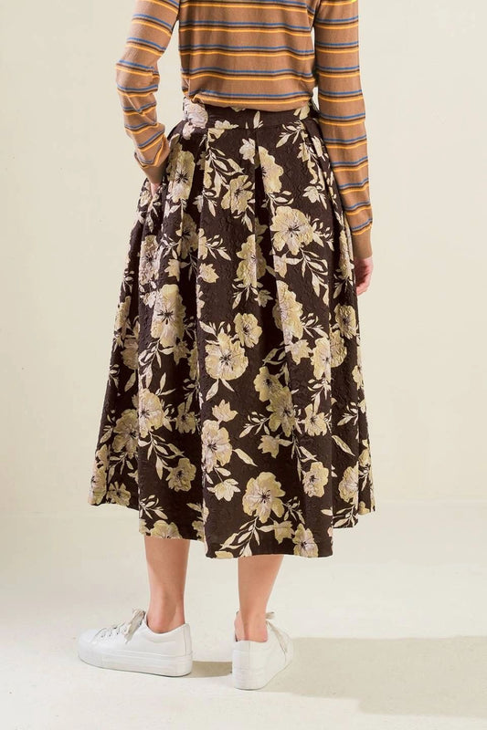 FALDA MIDI NEGRO/GOLD