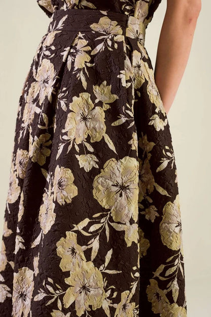 FALDA MIDI NEGRO/GOLD