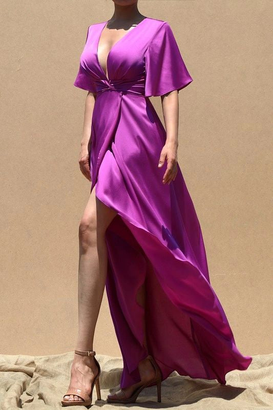 VESTIDO ENVOLVENTE ASIMETRICO RUFFLES