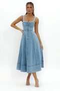 VESTIDO MIDI DENIM MEDIO