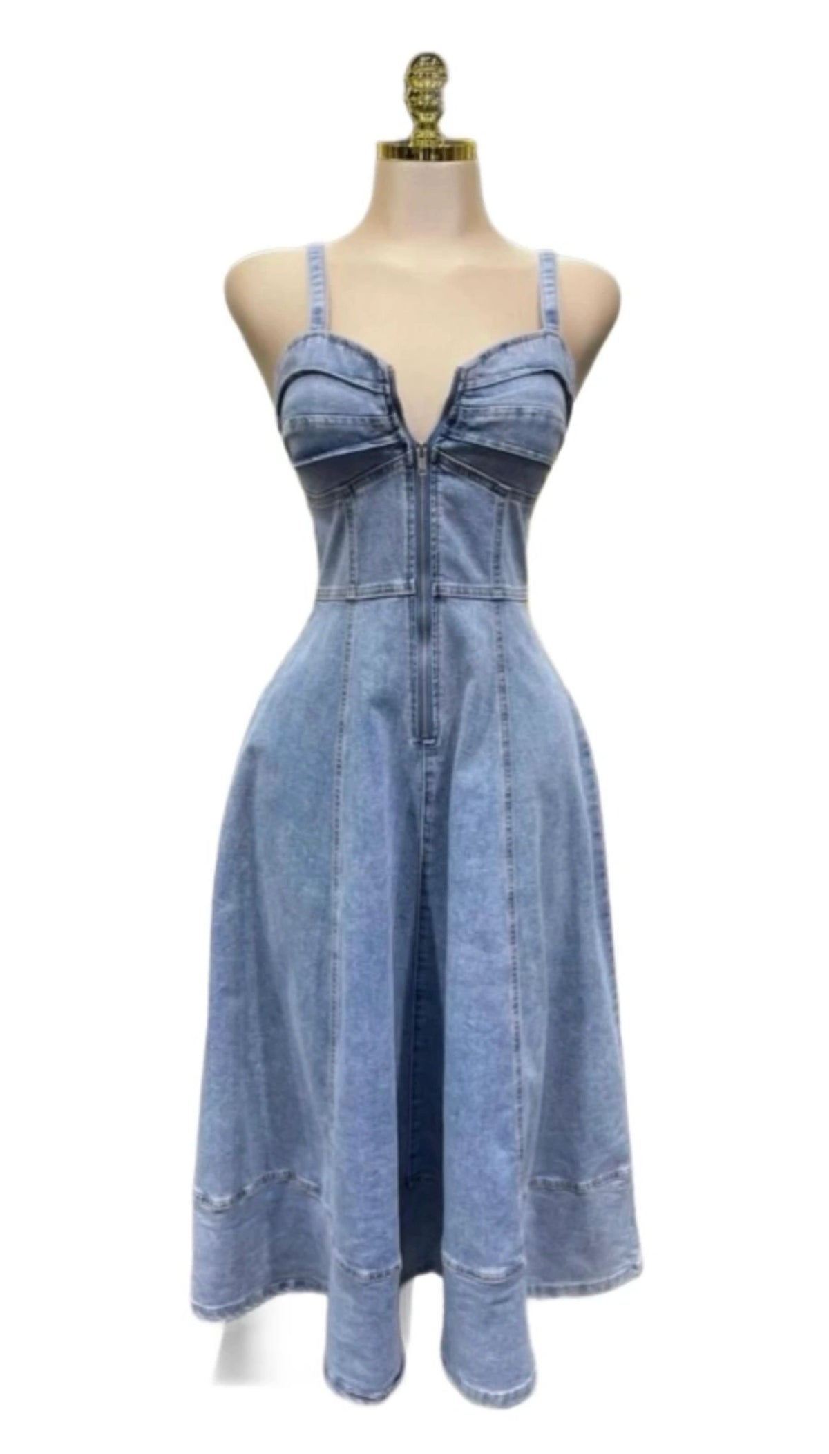 VESTIDO MIDI DENIM MEDIO