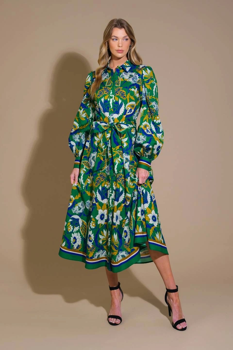 VESTIDO VERDE/IVORY