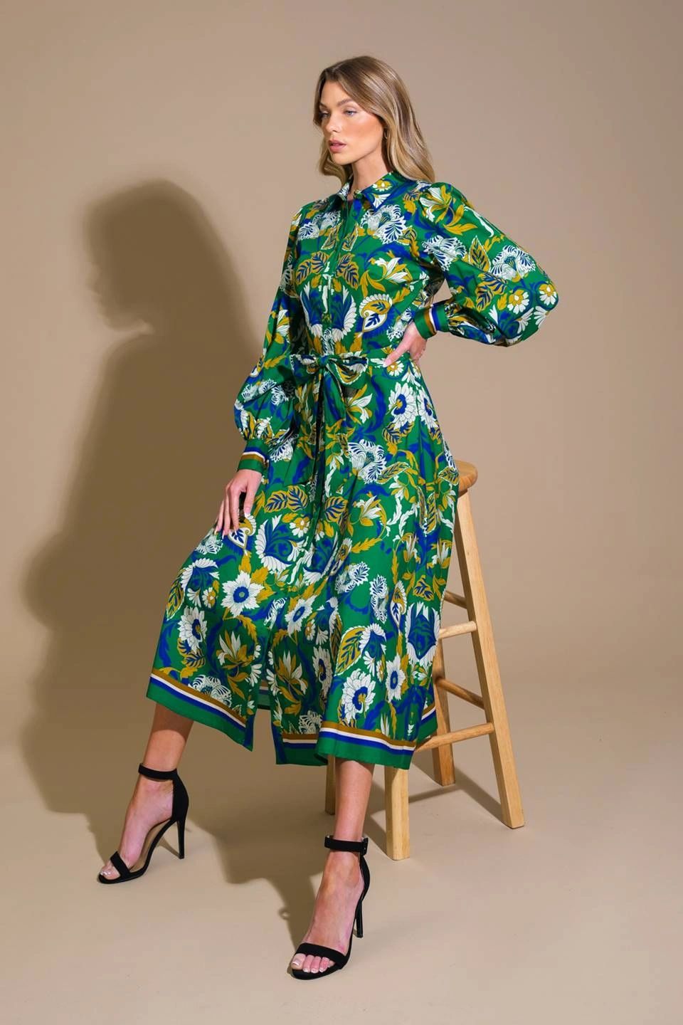 VESTIDO VERDE/IVORY