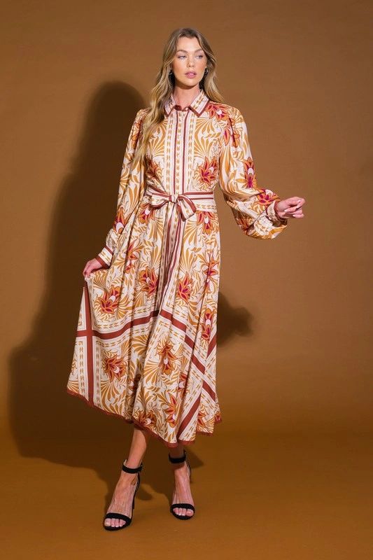 VESTIDO MIDI MANGA LARGA