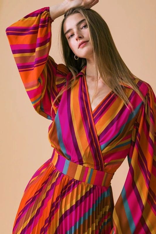 VESTIDO MIDI PLISADO COLORES
