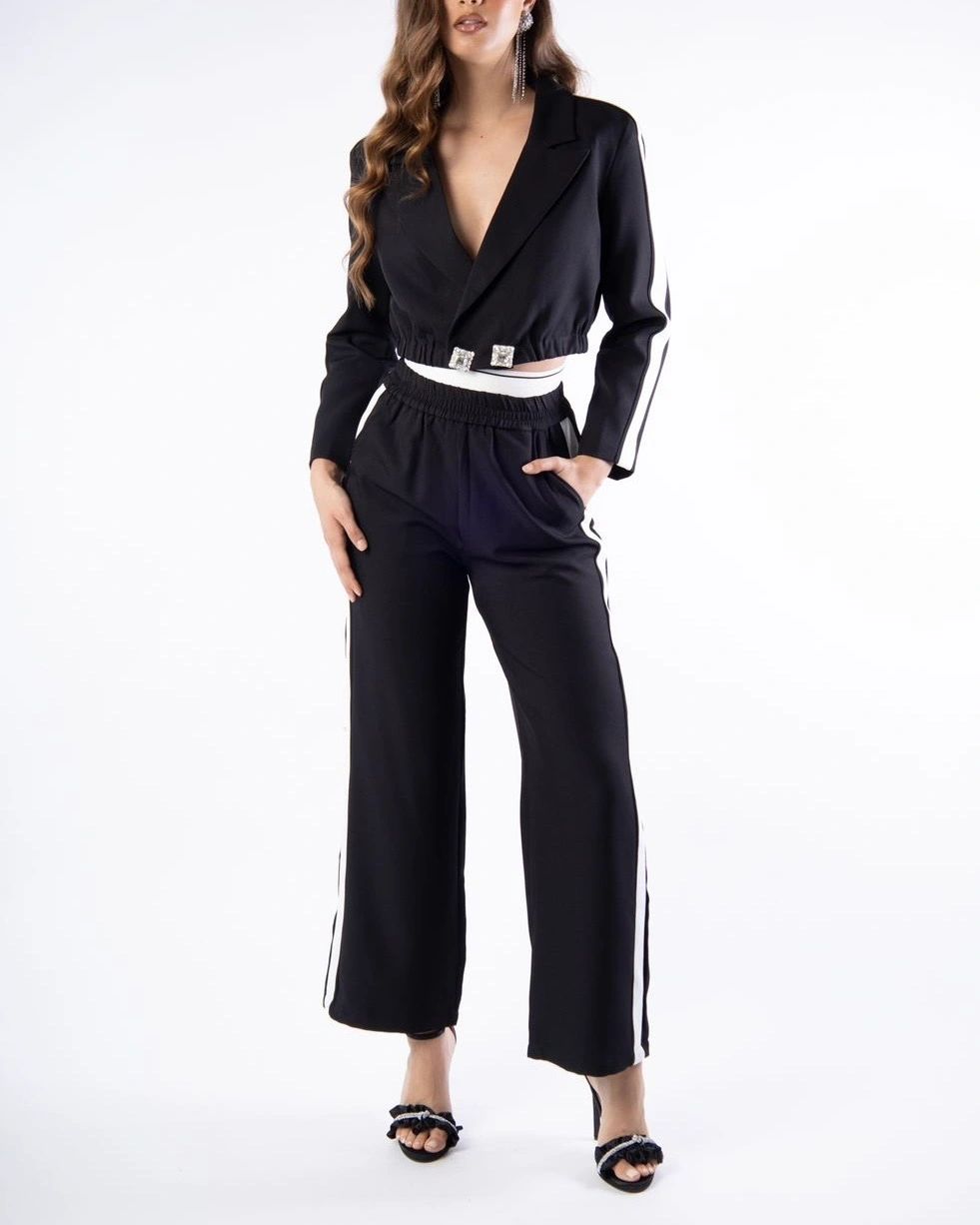 CONJUNTO BLANCO/ NEGRO CROP
