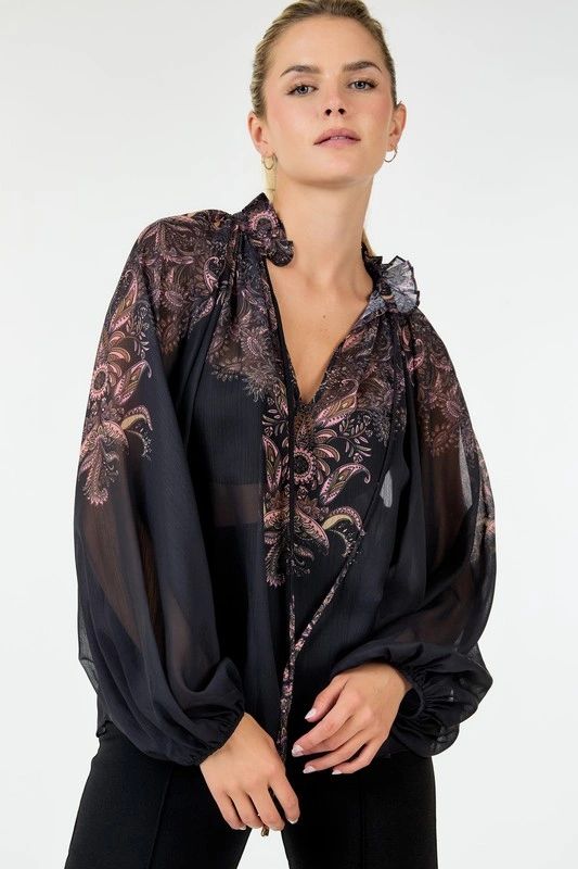 BLUSA VINTAGE NEGRO/ROSA