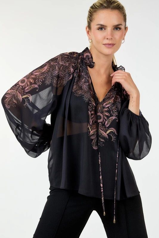 BLUSA VINTAGE NEGRO/ROSA